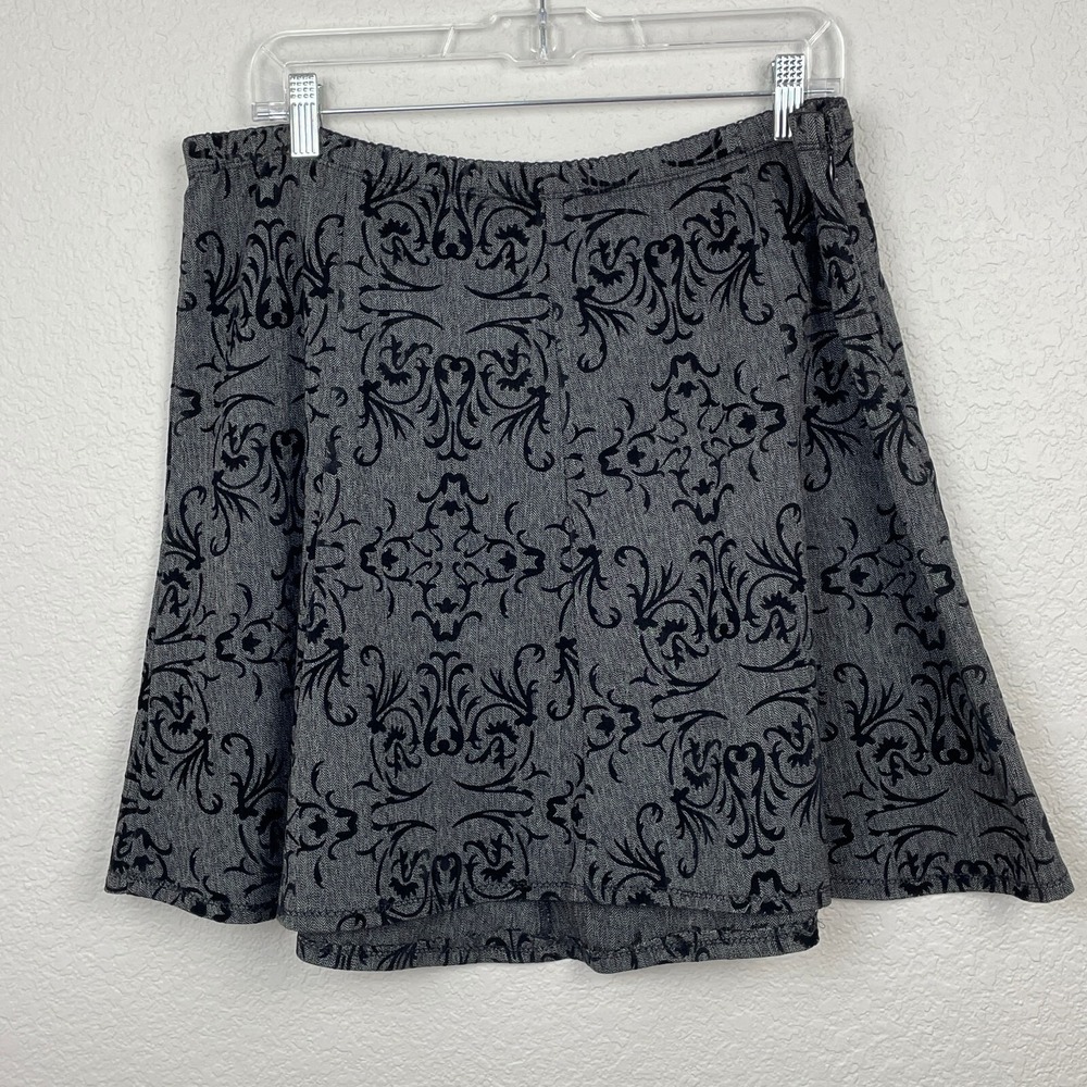 J.‎ Jill Skirt Womens 12/14 Black Gray Pattern Short A-Line Flirty Career Casual